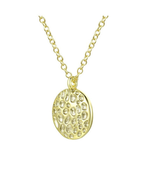 Classic 14K Gold Plated Round Shaped Engraved Pendant Necklace