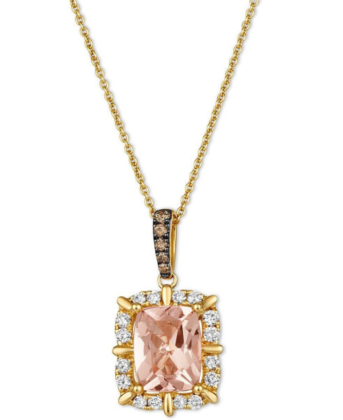 Peach Morganite (1-1/2 ct. t.w.) & Diamond (1/4 ct. t.w.) 20" Adjustable Pendant Necklace in 14k Gold