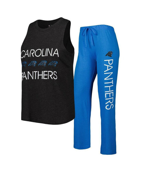 Women's Blue, Black Carolina Panthers Muscle Tank Top and Pants Sleep Set