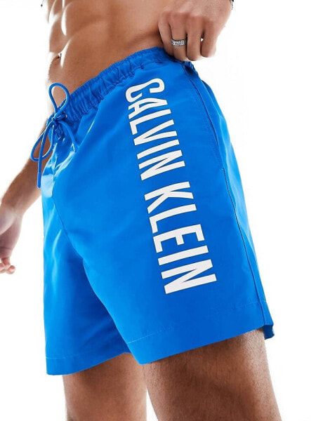 Calvin Klein intense power medium drawstring swim short in blue