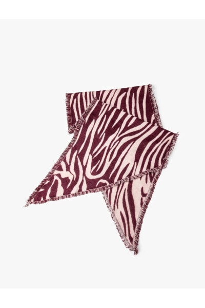 Шарф Koton Zebra Scarf Two-sided Asymmetric Tassel Cut