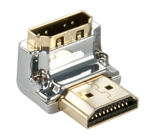 Lindy CROMO HDMI Adapter 90° "Down" - HDMI Type A (Standard) - HDMI Type A (Standard) - Metallic