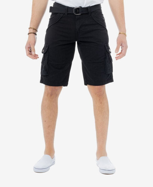 Men's Belted Double Pocket Cargo Shorts