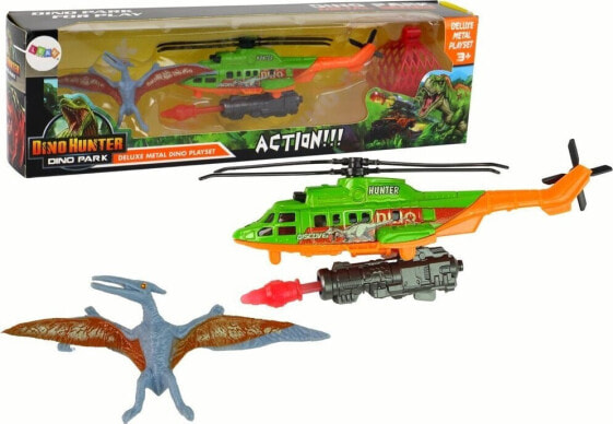 LeanToys Zestaw Zielony Helikopter Transport Dinozaura Dino Park