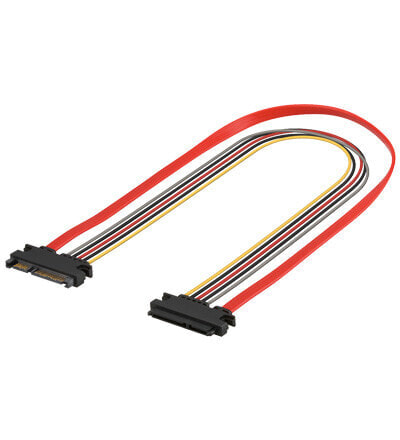 Wentronic PC SATA Data and Power Extension Cable - 0.3 m - 0.3 m - SATA III - SATA 7-pin + 15-pin - SATA 7-pin + 15-pin - Male/Female - Black - Orange - Red - Yellow