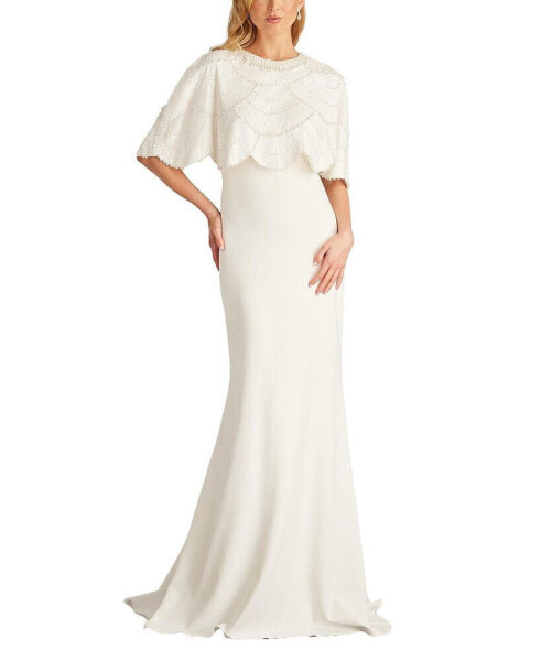 Women's Reba Embellished Cape Overlay Bridal Gown