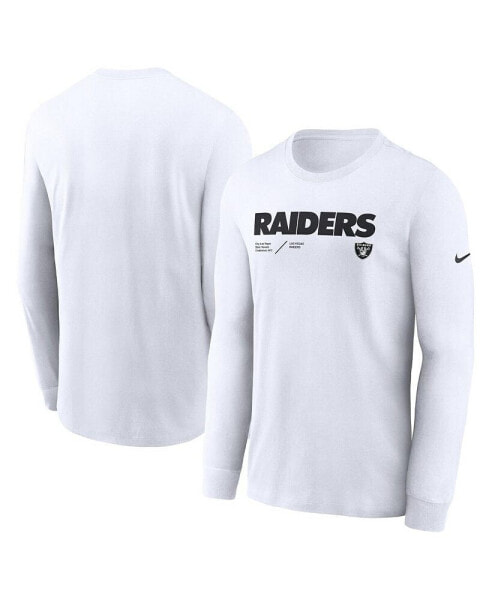 Men's White Las Vegas Raiders Sideline Infograph Lock Up Performance Long Sleeve T-Shirt