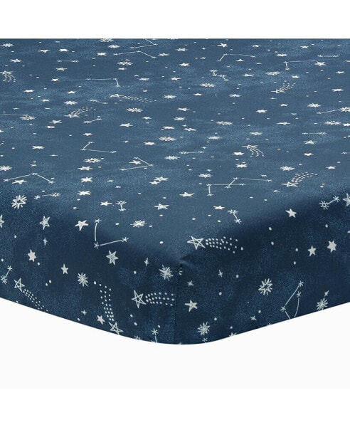 Sky Rocket Blue Stars/Galaxy/Space 100% Cotton Fitted Crib Sheet