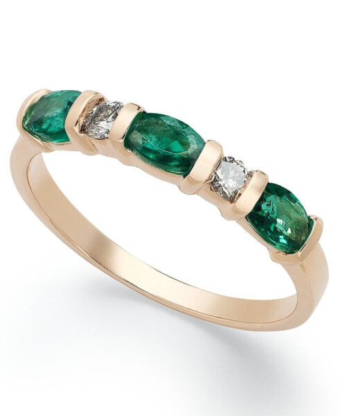 Кольцо Macy's 14k Gold Emerald & Diamond