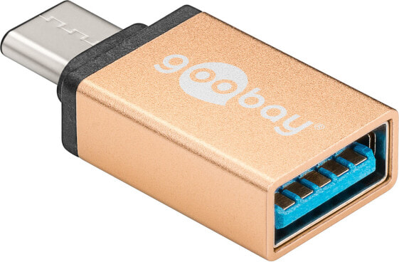 Переходник USB-C - USB-A OTG SuperSpeed для подключения кабелей зарядки 3.0 - золото Губэй