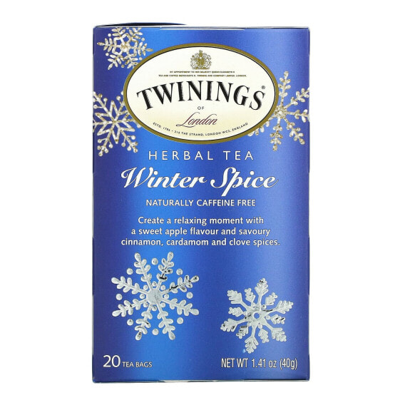 Twinings, Травяной чай, Winter Spice, без кофеина, 20 чайных пакетиков, 40 г (1,41 унции)