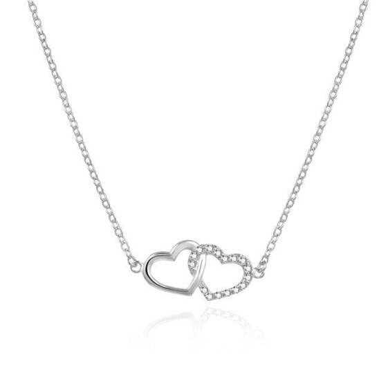 Lovely silver necklace with hearts AGS1499/47