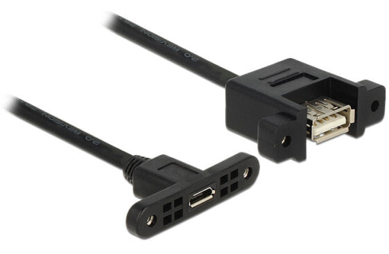 Delock USB 2.0 Micro-B/A - 0.25m - 0.25 m - Micro-USB B - USB A - USB 2.0 - Female/Female - Black