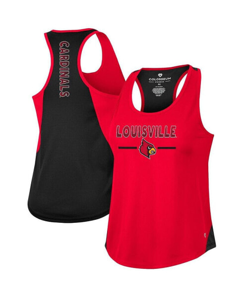 Women's Red Louisville Cardinals Sachs 2-Hit Scoop Neck Racerback Tank Top