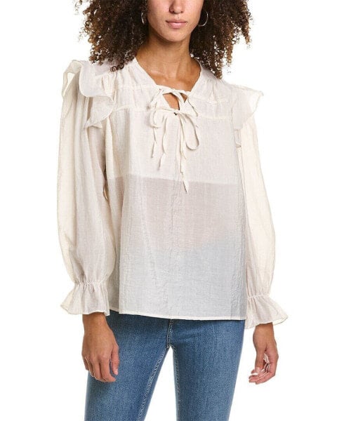 70/21 Tie Neck Blouse Women's Beige Os