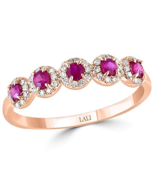 Кольцо LALI Jewels Ruby Diamond Five Stone Halo