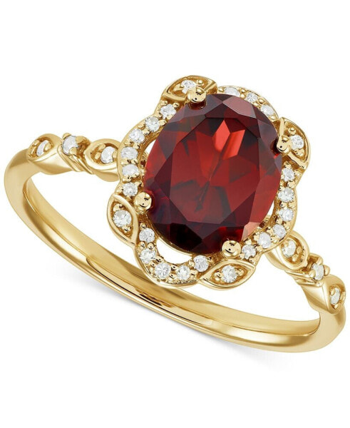 Кольцо Macy's Garnet & Diamond Halo