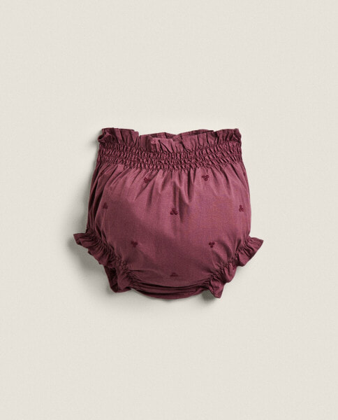 Embroidered poplin baby shorts