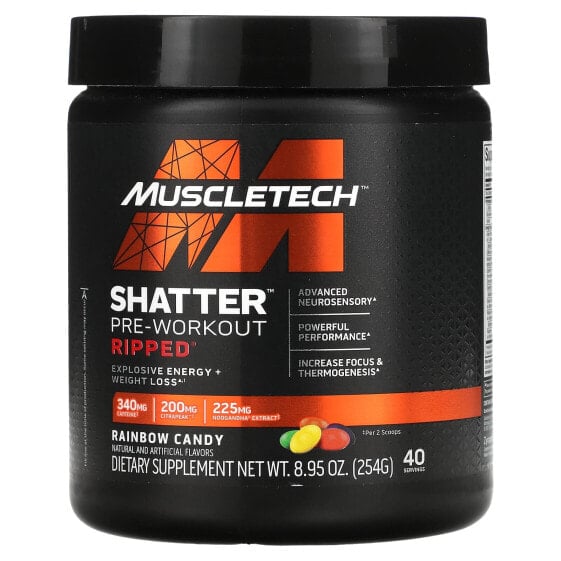 Shatter Pre-Workout, Ripped, Rainbow Candy, 8.95 oz (254 g)