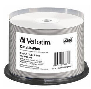Оптический диск Verbatim DataLifePlus DVD+R DL шпиндель 50 шт 8.5 ГБ