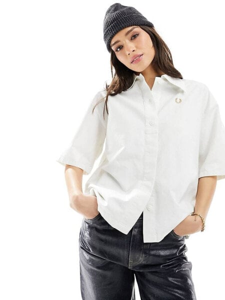 Fred Perry boxy fit shirt in white 