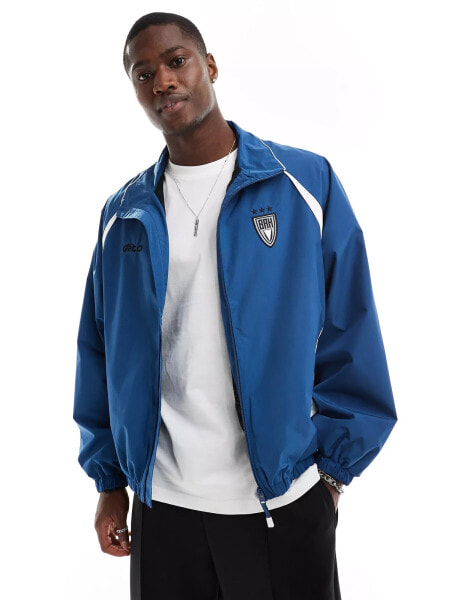 Bershka reflective panel windbreaker in blue