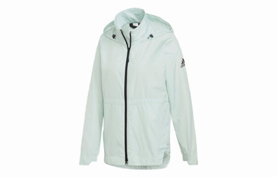 adidas 简约运动连帽夹克外套 女款 符点绿 / Куртка Adidas Trendy_Clothing Featured_Jacket FI0629