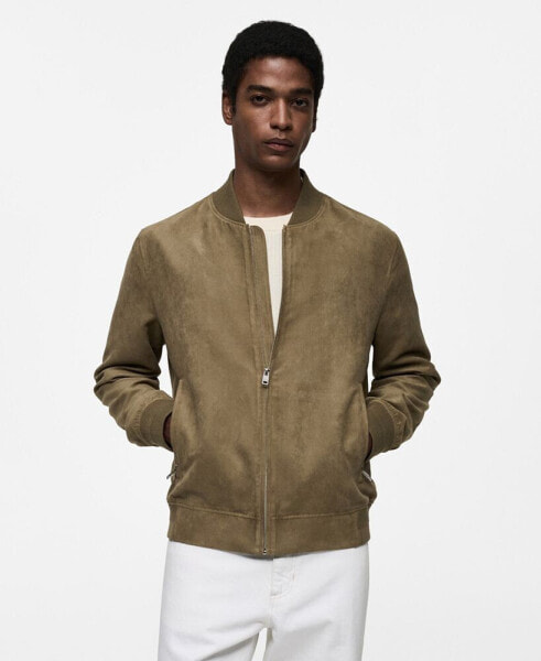 Men's Suede-Effect Bomber Jacket