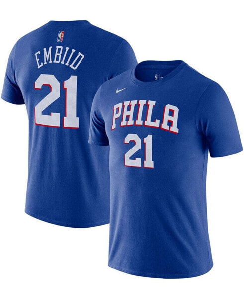 Men's Joel Embiid Royal Philadelphia 76ers Diamond Icon Name Number T-shirt