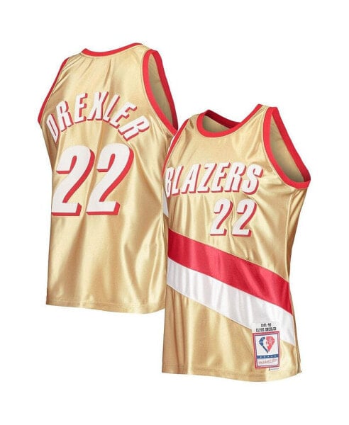 Men's Clyde Drexler Gold Portland Trail Blazers 75th Anniversary 1991-92 Hardwood Classics Swingman Jersey