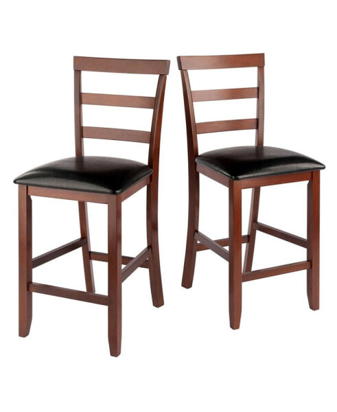 Simone 2-Piece Wood Cushion Ladder-Back Counter Stool Set