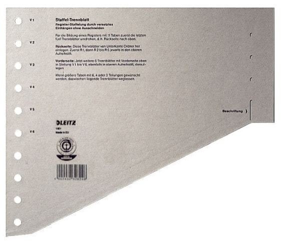 Esselte Leitz 16510085 - Blank tab index - Carton - Grey - A4 - 200 g/m² - 240 mm
