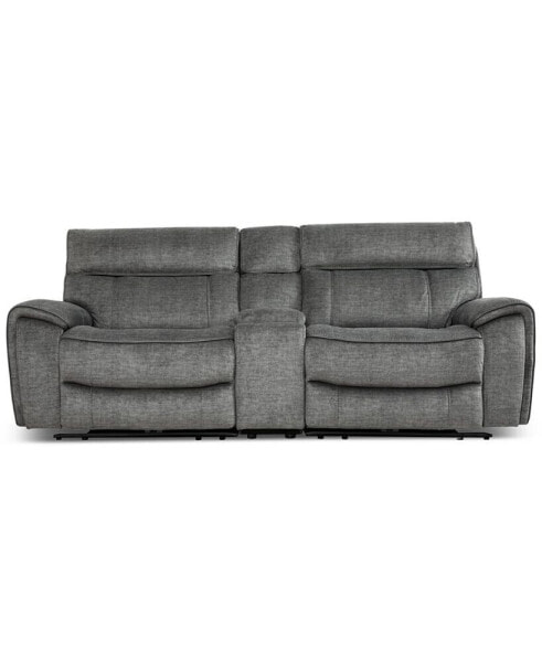 Hutchenson 3-Pc. Fabric Sectional with 2 Power Recliners, Power Headrests and Console
