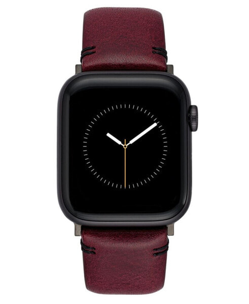 Ремешок для часов Vince Camuto Burgundy из премиальной кожи, совместимый с 42мм, 44мм, 45мм, Ultra, Ultra2 Apple Watch