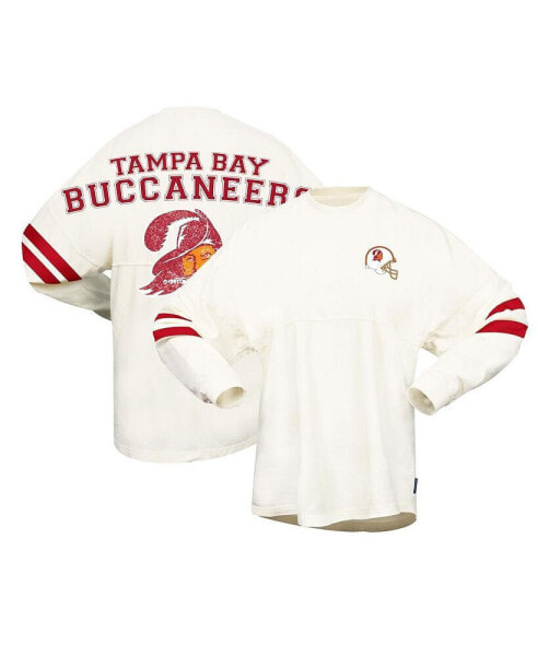 Women's Cream Distressed Tampa Bay Buccaneers Gridiron Classics Retro T-shirt