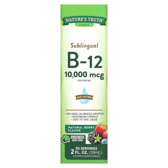 Sublingual B-12, Natural Berry, 10,000 mcg, 2 fl oz (59 ml)