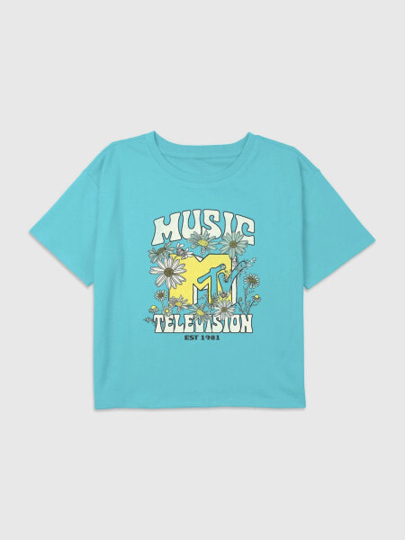 Kids MTV Spring Floral Graphic Boxy Crop Tee