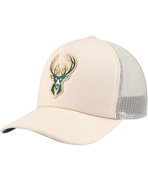 Men's Cream Milwaukee Bucks Trucker Adjustable Hat