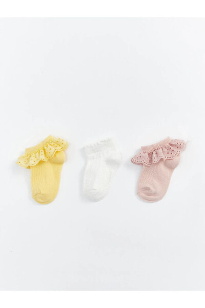 Desenli Kız Bebek Patik Çorap 3'lü