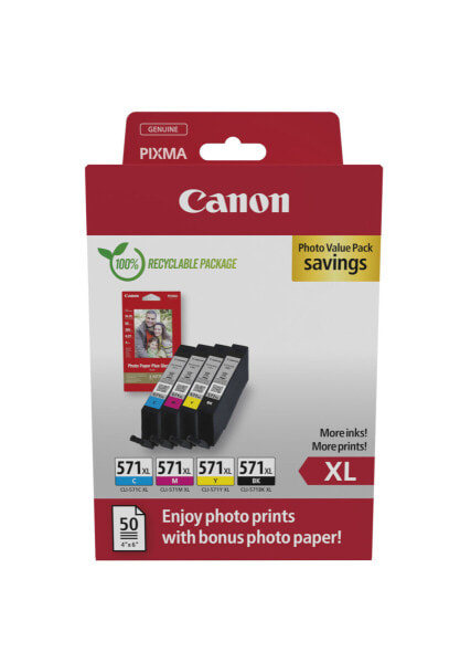 Canon CLI-571XL Ink Cartridge C/M/Y/BK+ PHOTO PACK - Ink Cartridge