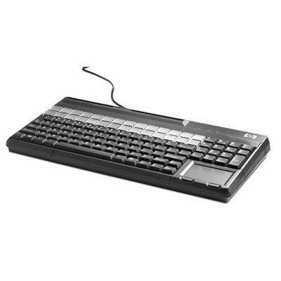 HP POS USB Keyboard with Magnetic Stripe Reader - Full-size (100%) - Wired - USB - QWERTY - Black
