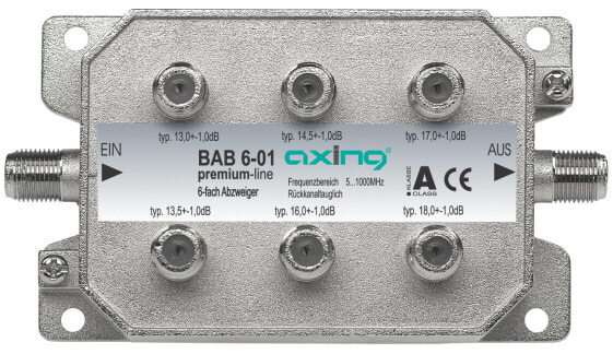 axing BAB 6-01 - Kabelsplitter - 5 - 1006 MHz - Grau - Männlich - A - F