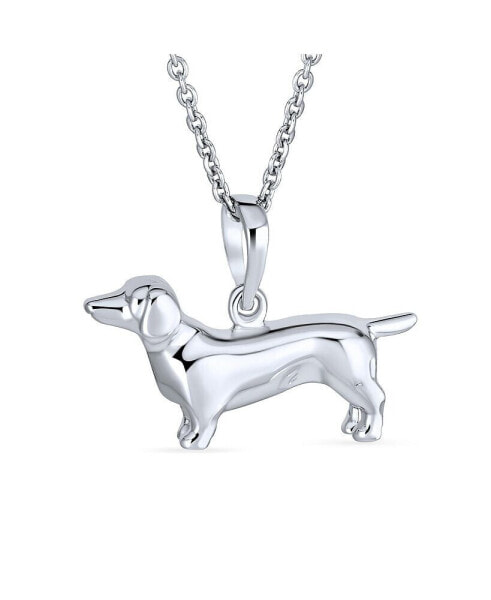 BFF Best Friend Dachshund Puppy Pet Hot Dog Pendant Necklace For Women For .925 Sterling Silver 18 Inch