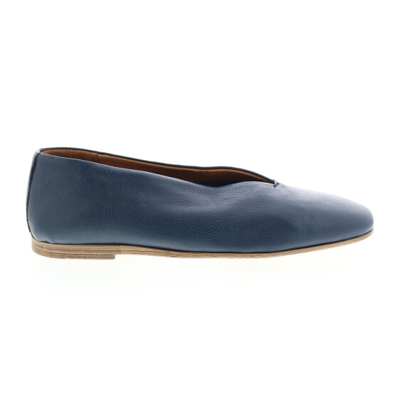 Miz Mooz Etta Womens Blue Leather Slip On Ballet Flats Shoes