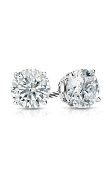 Suzy Levian Sterling Silver Cubic Zirconia Round-Cut Classic Stud Earrings