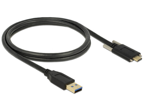 Delock 83718, 1 m, USB A, USB C, USB 3.2 Gen 2 (3.1 Gen 2), Male/Male, Black
