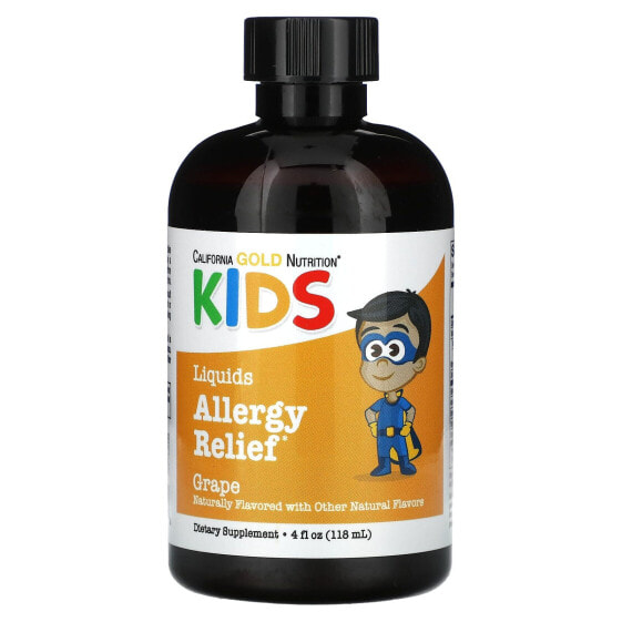 California Gold Nutrition, жидкое средство от аллергии для детей, без спирта, со вкусом винограда, 118 мл (4 жидк. унции)