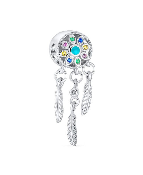 Hopes Dreams Heart Spiritual Amulet Symbol Dream Catcher Dangle Charm Bead Tassel Feather Leaves For Women Teen Sterling Silver Fits European Bracelet