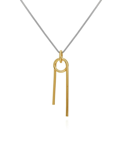 Two-Tone Long Snake Chain and Pendant Necklace, 30" + 2" Extender