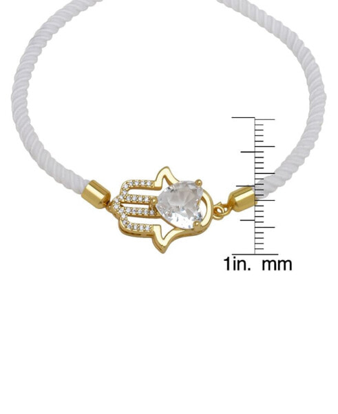Cubic Zirconia Heart in Hamsa Adjustable Bracelet